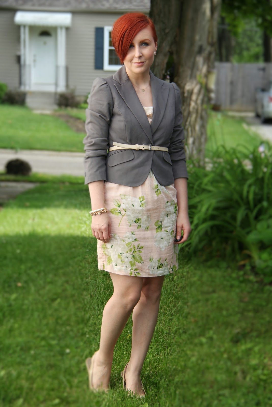 Thrift and Shout Cute Outfit of the Day How to Wear a Strapless Dress