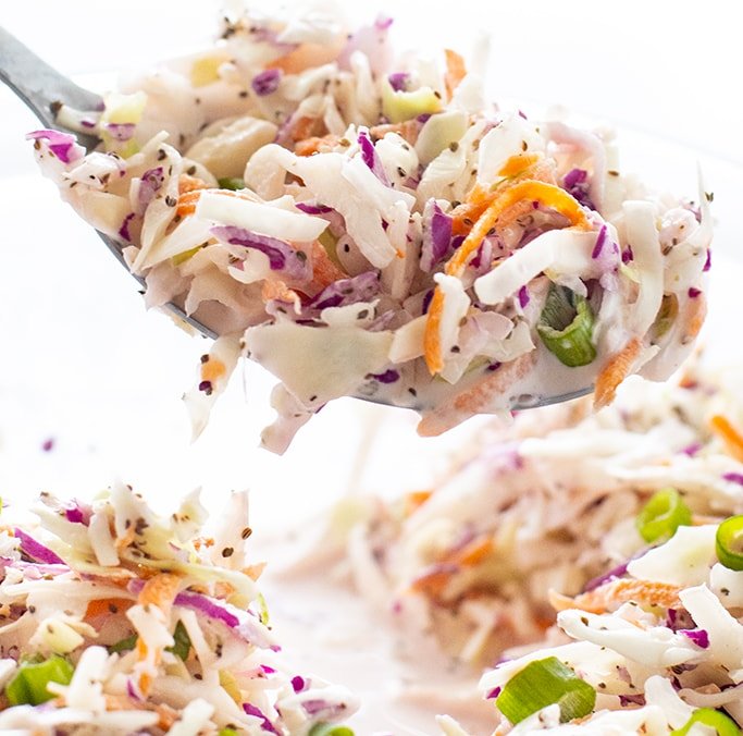 LOW CARB COLESLAW (SUGARFREE, GLUTENFREE) 5 INGREDIENTS