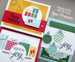 Stampin' Up! Your Presents Card Kit; 2015 Holiday Catalog #stampinup Stamp of the Month Club Card Kit www.juliedavison.com