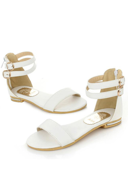 Madame Pixie: Madison Double Strap Sandals (White)
