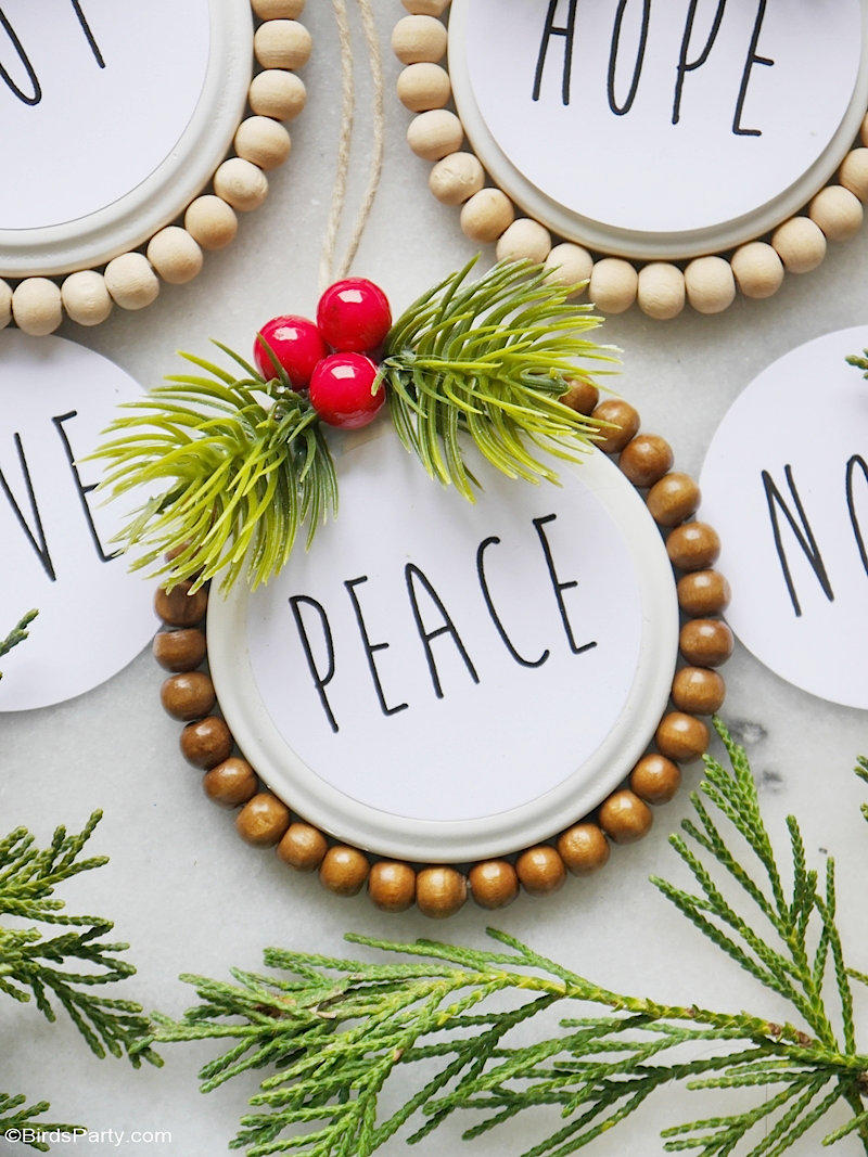 DIY Rae Dunn Inspired Christmas Tree Ornaments With Printables Party
