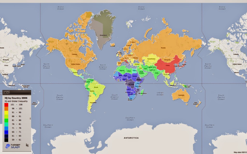 Карта iq по странам мира