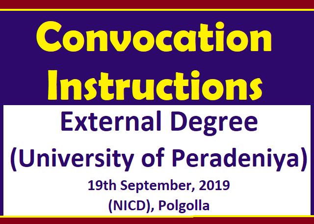 Convocation Instructions : External Degree (University of Peradeniya)