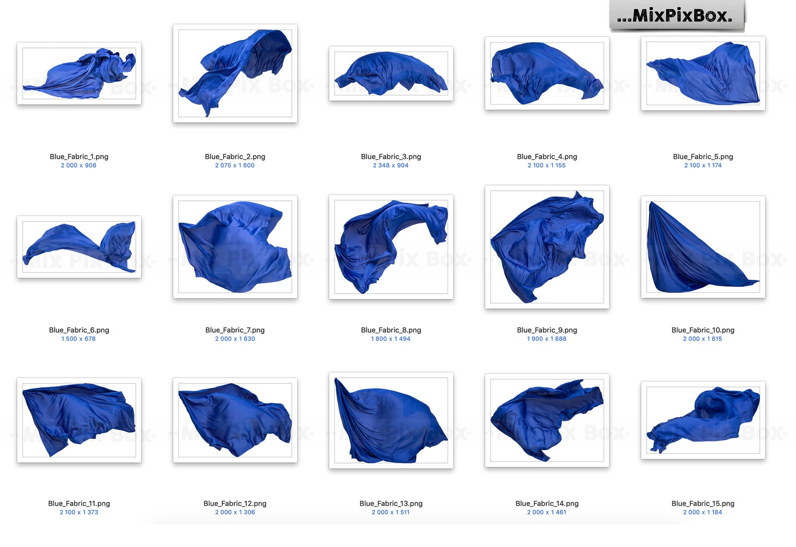 Blue Flying Fabric Overlays (PNG)