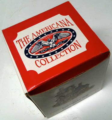 Red, white and blue cardboard box with Americana Collection label