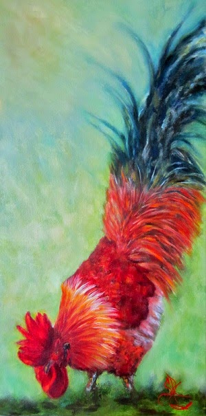 "Slim Pickins", a long tailed rooster