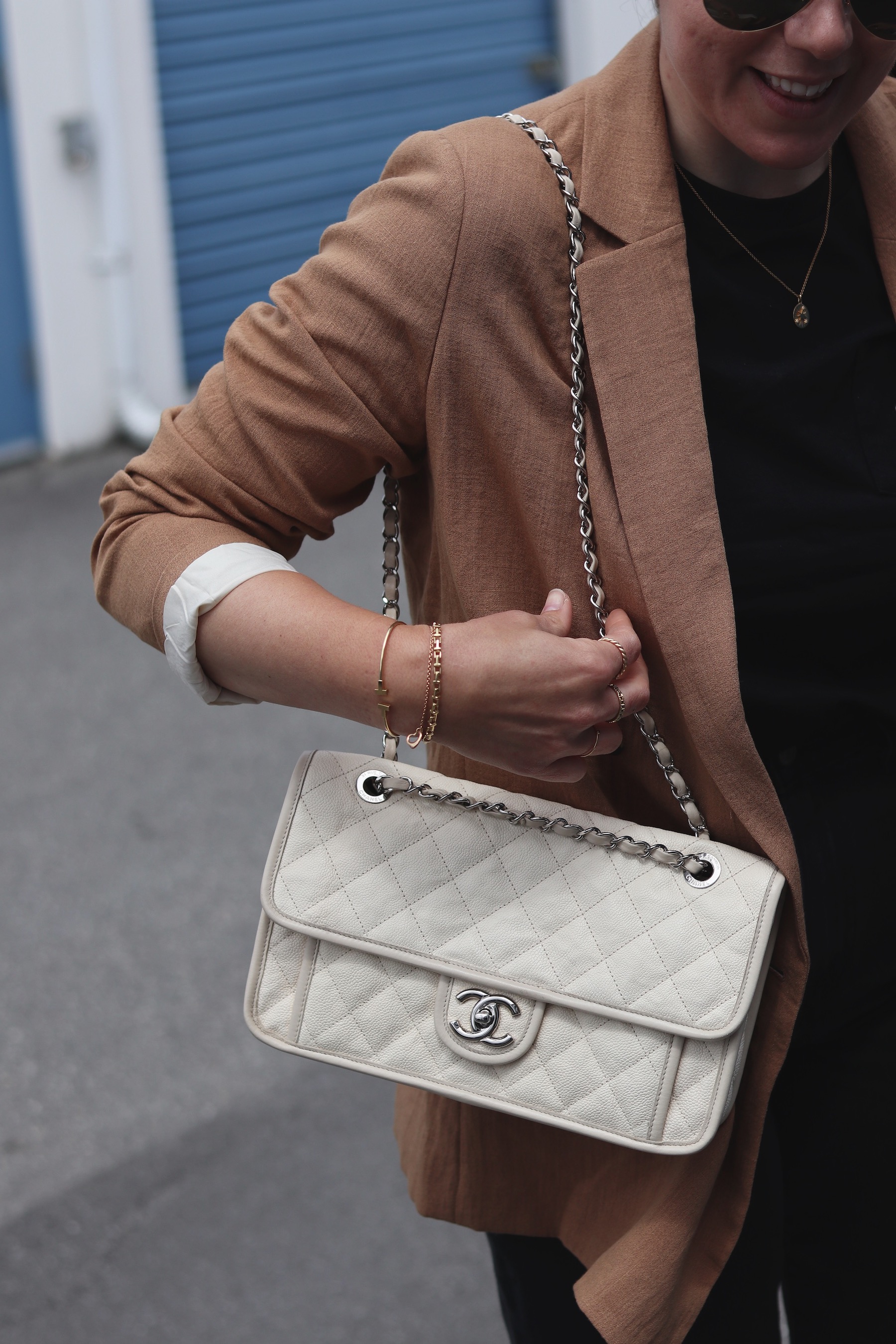Beige blazer + balloon jeans — Covet 