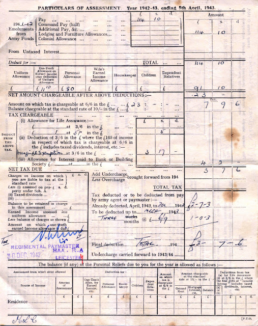 Sgt. Alec Davis Income Tax Return 1942-1943 - World War 2