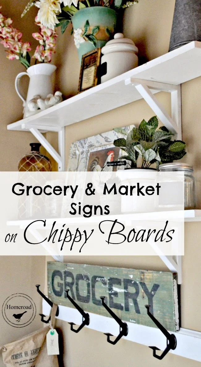 chippy paint Market and Grocery signs with a painting tip www.homeroad.net