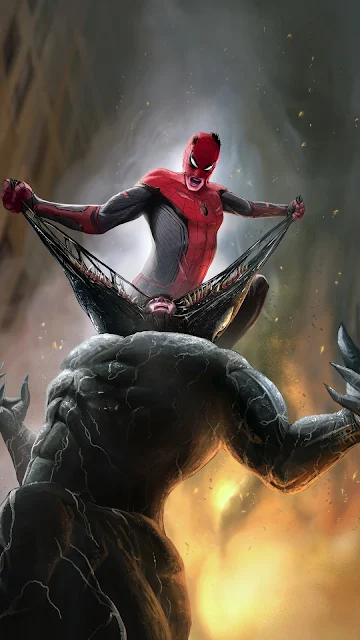 Spider man and Venom fighting phone wallpaper 1080p 