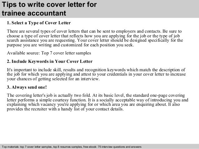 cover letter for accountant trainee
