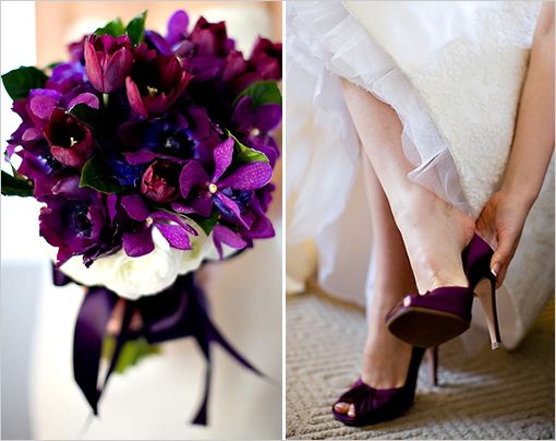 pink purple and gold weddings