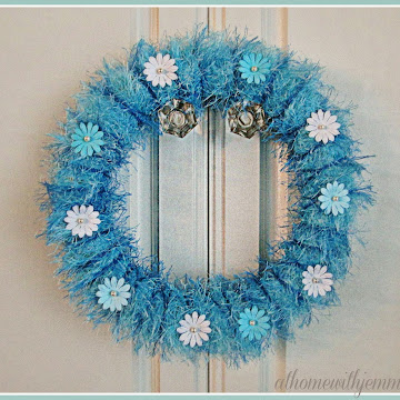  Blue Yarn Spring Wreath- DIY