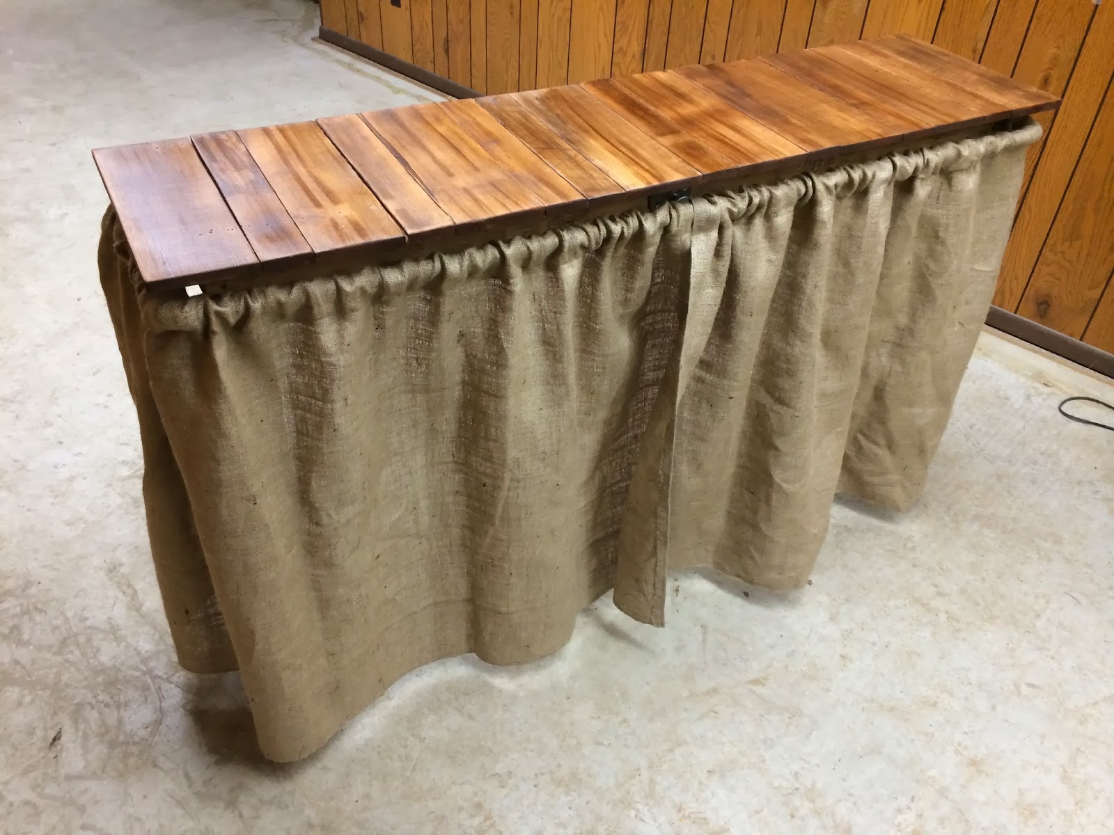 One Thrifty Chick Simple DIY Barnwood table w/burlap curtains