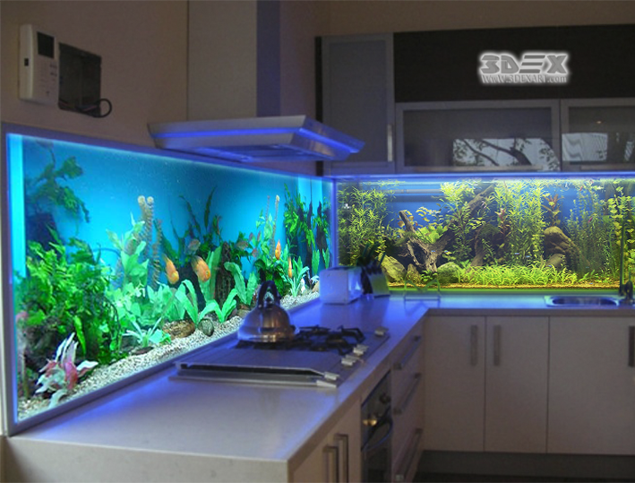 Fantastic 3D kitchen backsplash designs on glass panels