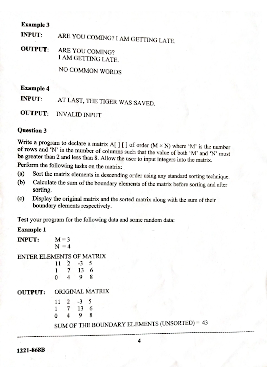 ISC COMPUTER SCIENCE PRACTICAL SOLVED QUESTIONS: 2021