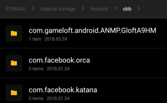 Letak Folder OBB Game dan Aplikasi