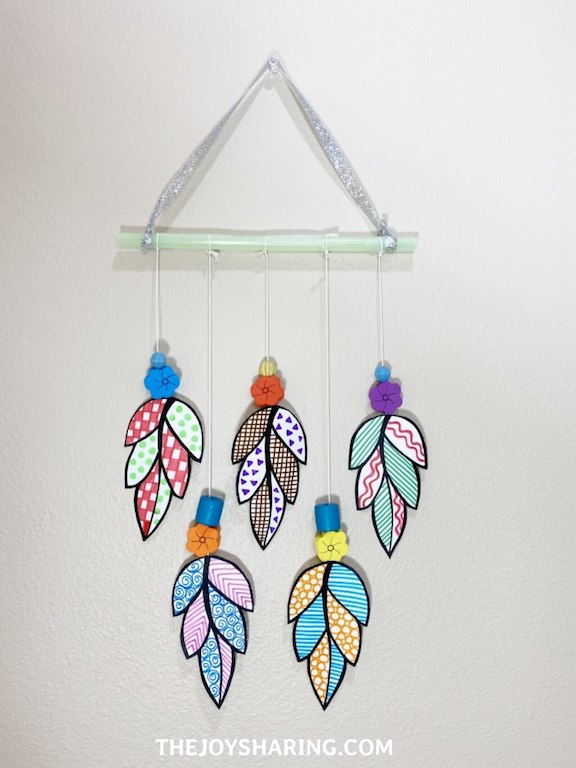 Beautiful wall hanging made with paper leaves