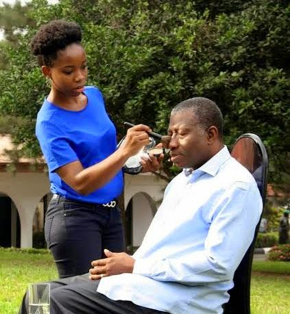01 Pic: Pres. Jonathan getting his makeup done before TV interview