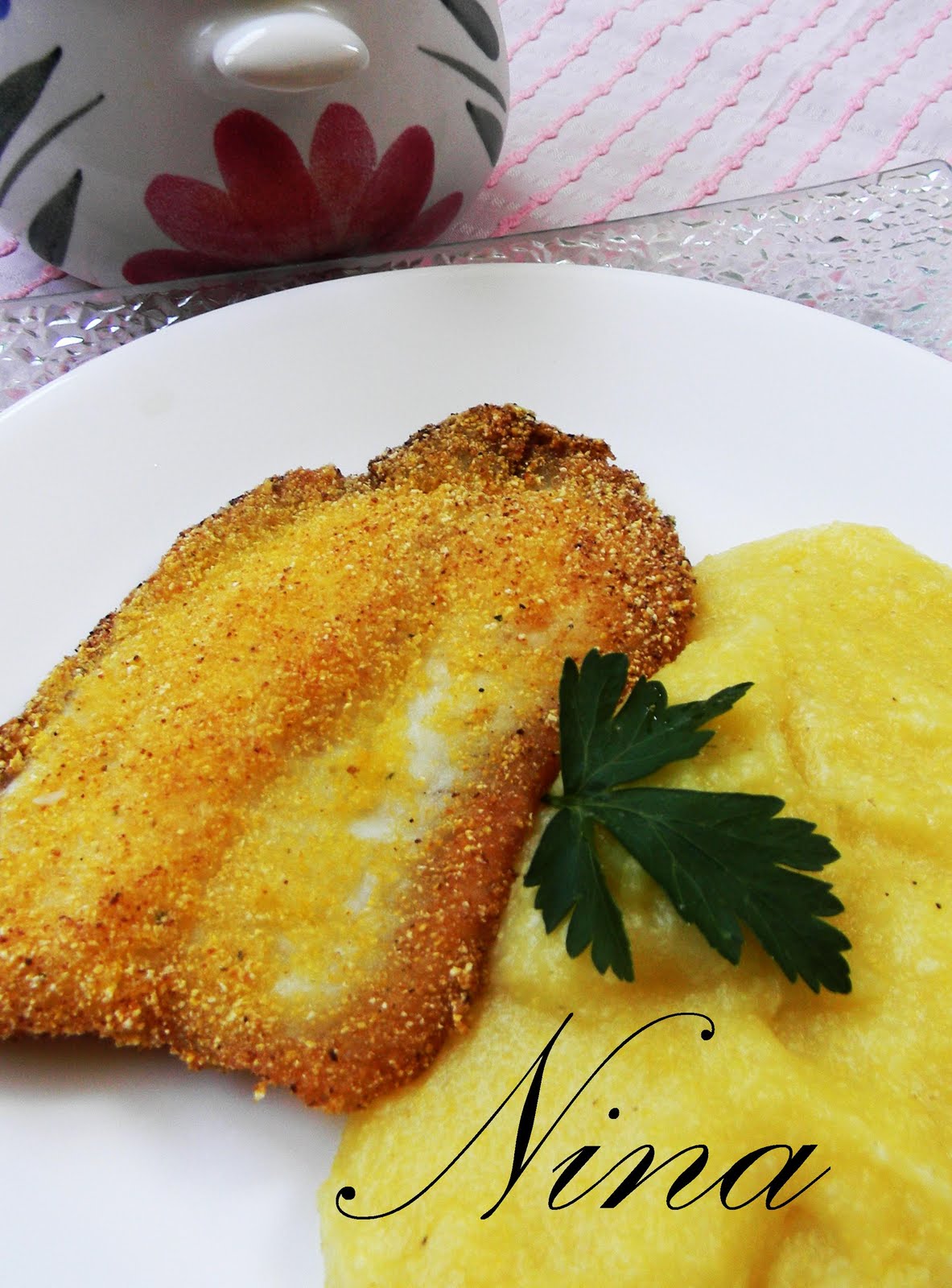 NINA'S RECIPES..... FRIED FISH WITH POLENTA AND GARLIC SAUCE