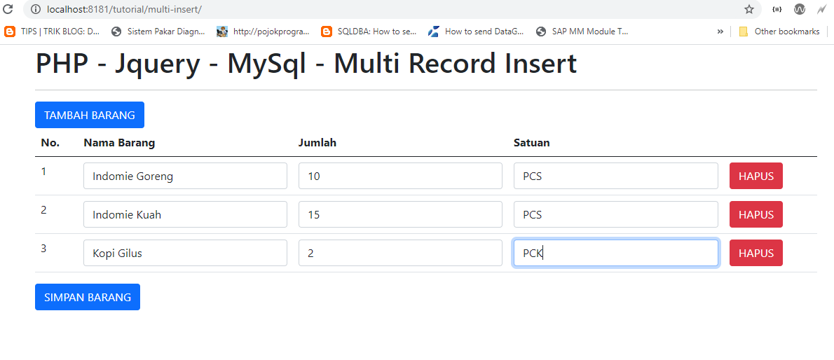 Cara Sederhana Multi Insert Data Dengan PHP - MySQL