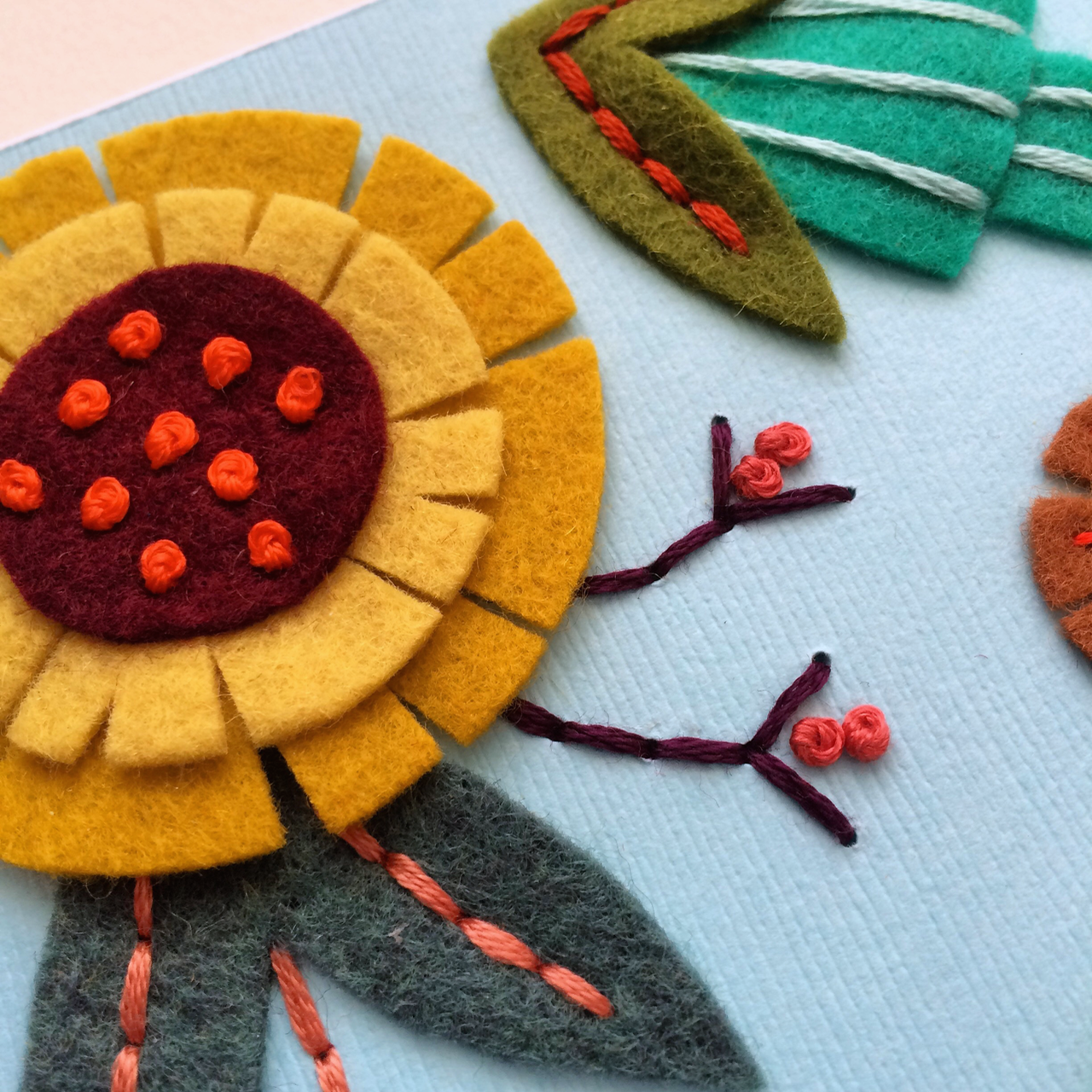 hand stitched flora card mmmcrafts Bloglovin’