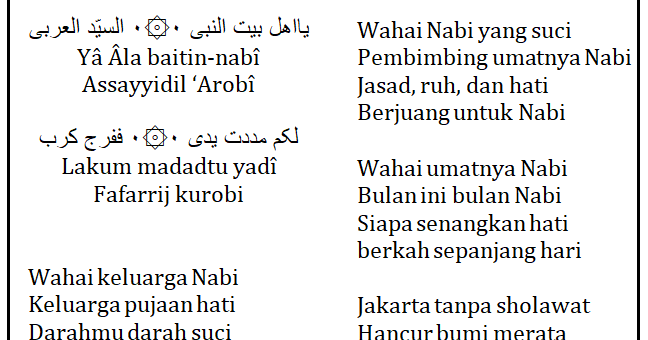 Lirik Ya Ahla Baitin Nabi Versi Indonesia Majelis Nurul Musthofa