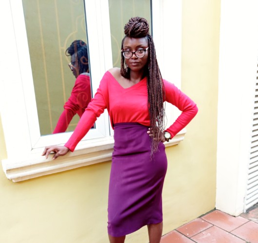 purple and red outfit