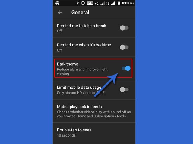 How to enable Dark mode in YouTube