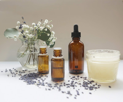 essential oil bottles displayed