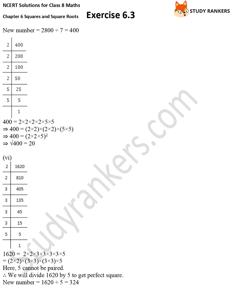 NCERT Solutions for Class 8 Maths Ch 6 Squares and Square Roots Exercise 6.3 17