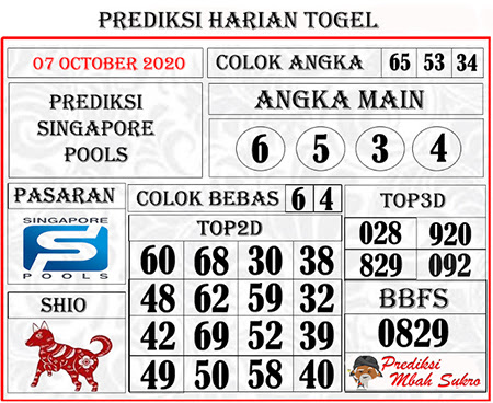 Syair Sgp Rabu 07 Oktober 2020