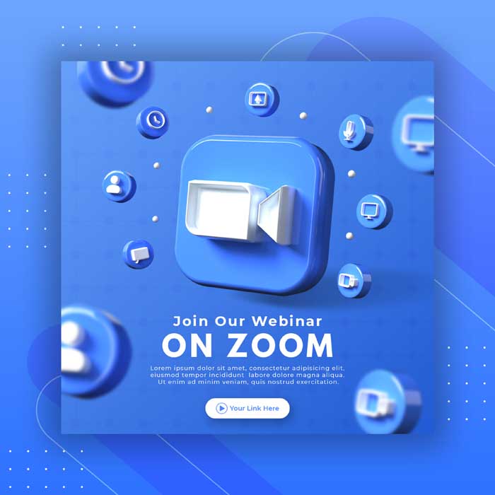 Webinar Page Promotion With 3D Render Zoom Logo Instagram Post Template Webinar Page Promotion With 3D Render Zoom Logo Instagram Post Template