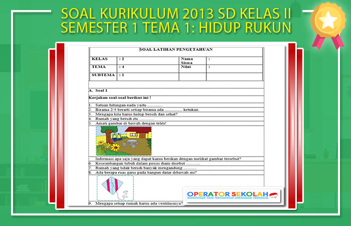 KUMPULAN SOAL KURIKULUM 2013 SD KELAS II SEMESTER 1 TEMA 1: HIDUP RUKUN FORMAT MICROSOFT WORD Bank Soal SD Kelas 2 Kurikulum 2013