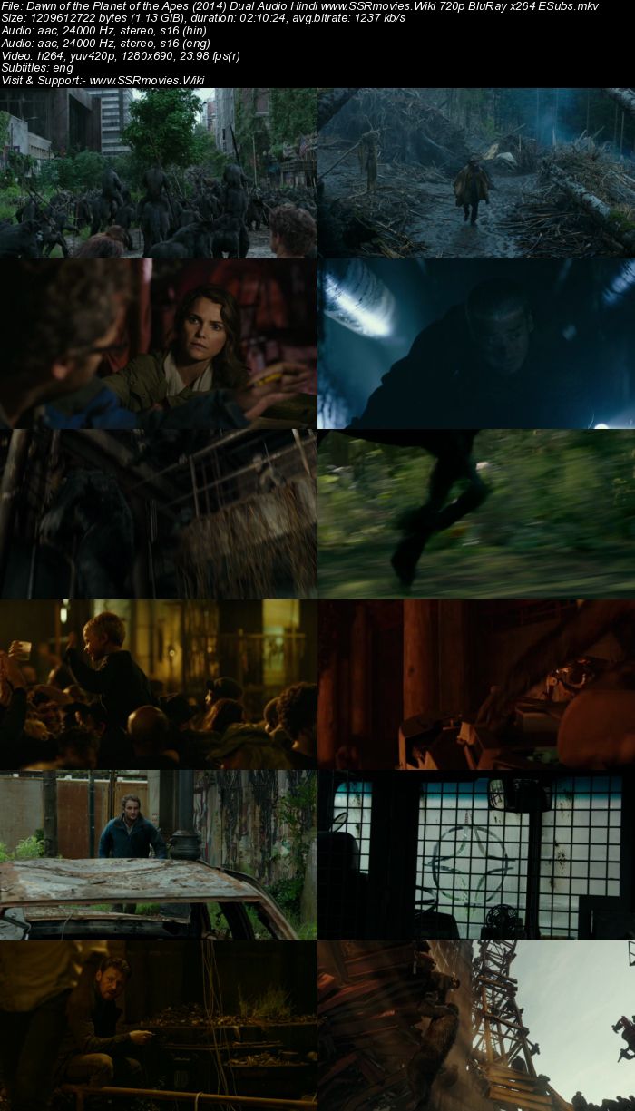 Dawn of the Planet of the Apes (2014) Dual Audio 480p BluRay 400MB
