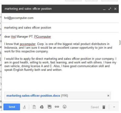 Contoh Body Email Lamaran Kerja Bahasa Inggris