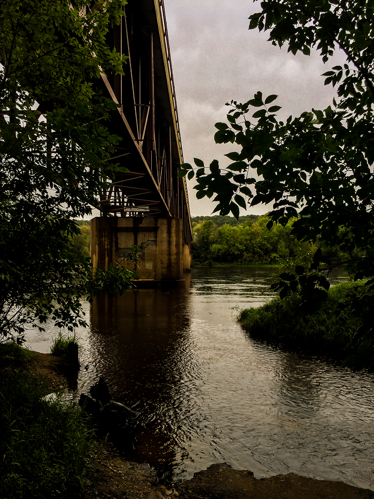 Under the bridge along the St. Croix River in Osceola WI Eagle Bluff Trail