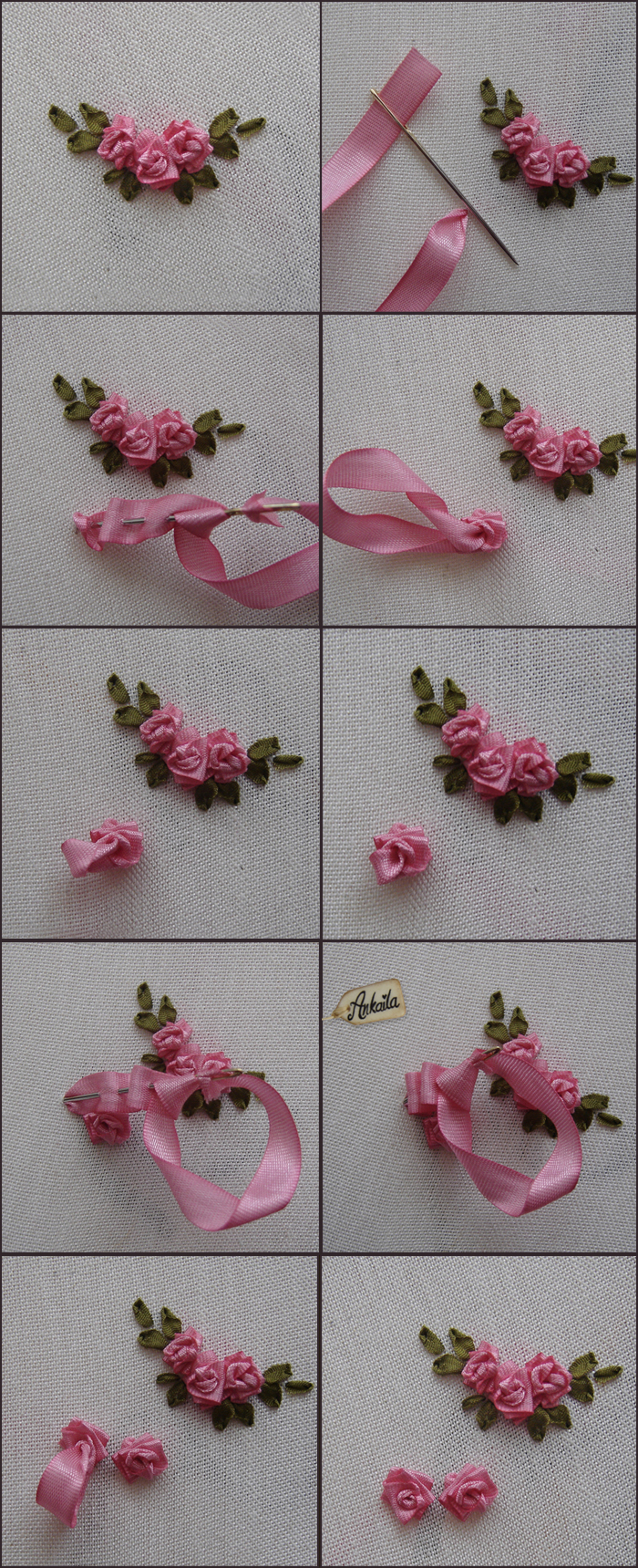 Atelierb12 step by step silk ribbon carolrdavisr  mini roses