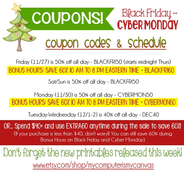 Black Friday Weekend COUPONS + a GIVEAWAY!! - My Computer is My Canvas