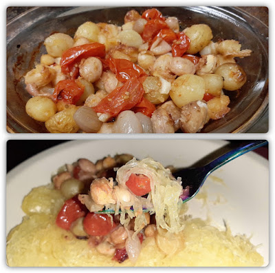 Borlotti beans, tomatoes, shallot, potatoes, garlic