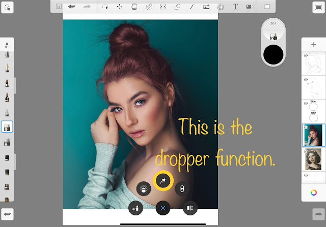 Location of an eyedropper function in SketchBook App