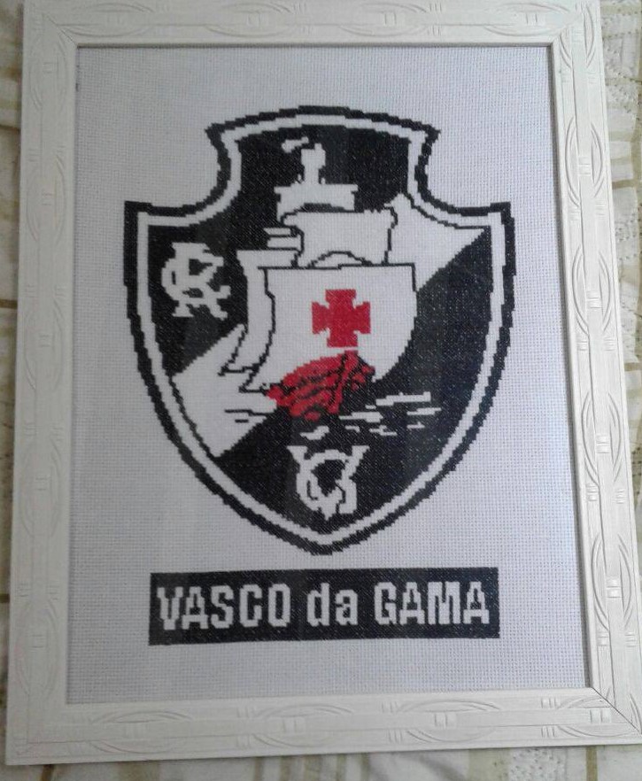 Escudo Do Vasco Em Ponto Cruz Para Toalha De Banho Quadro do Vasco em ponto cruz