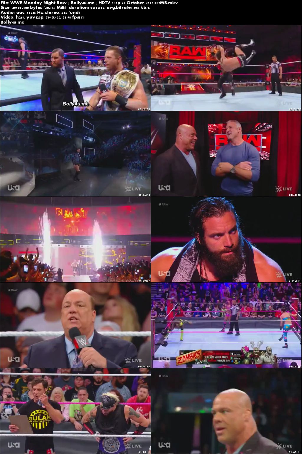 WWE Monday Night Raw HDTV 480p 350MB 23 October 2017 Download