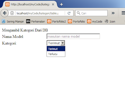 hasil eksekusi selct option di borwoser hasil eksekusi selct option di borwoser