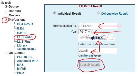 LLB Part-1 Result - 1st Semester Result - 1st Part Result Download