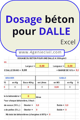 Dosage du béton pour une dalle en excel