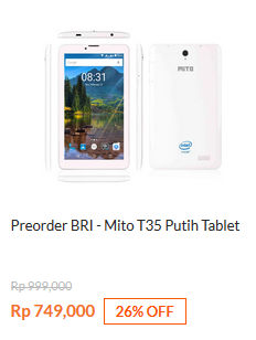 Preorder BRI - Mito T35 Tablet Putih Rp 749.000