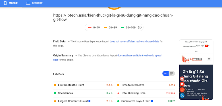 Điểm Page Speed Insights bao nhiêu là tốt?