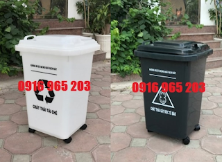 thùng rác tái chế 60 lít, thùng rác màu trắng 60 lít