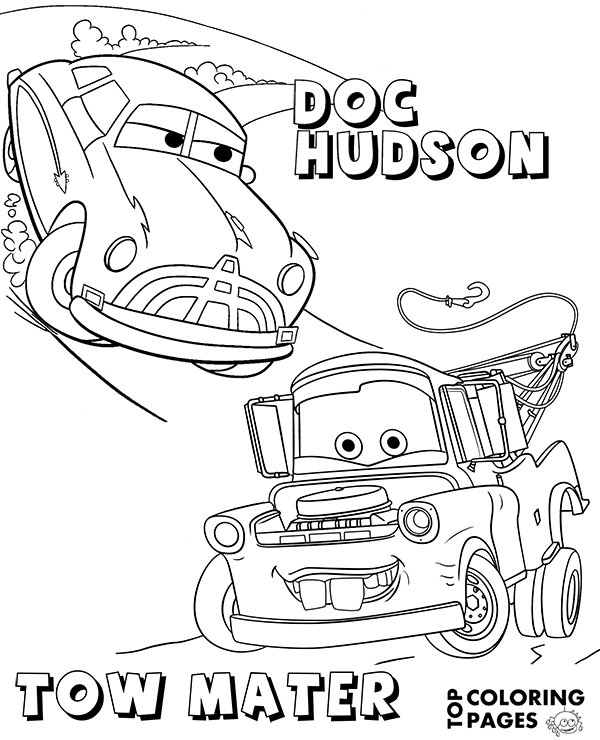 Tranh cho bé tô màu vương quốc xe hơi Tom marter và Doc hudson